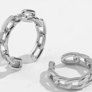 Silver Link Chain Ear Cuffs